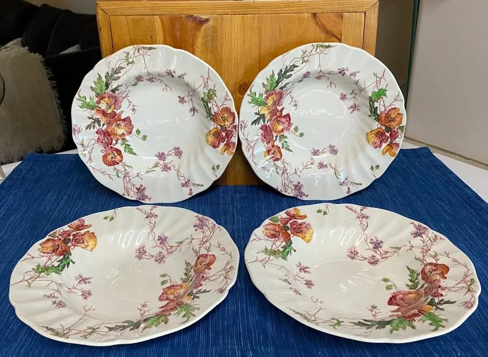 Set of 4 Royal Doulton Sherborne D.5915 Round Serving Bowl Floral Bone China